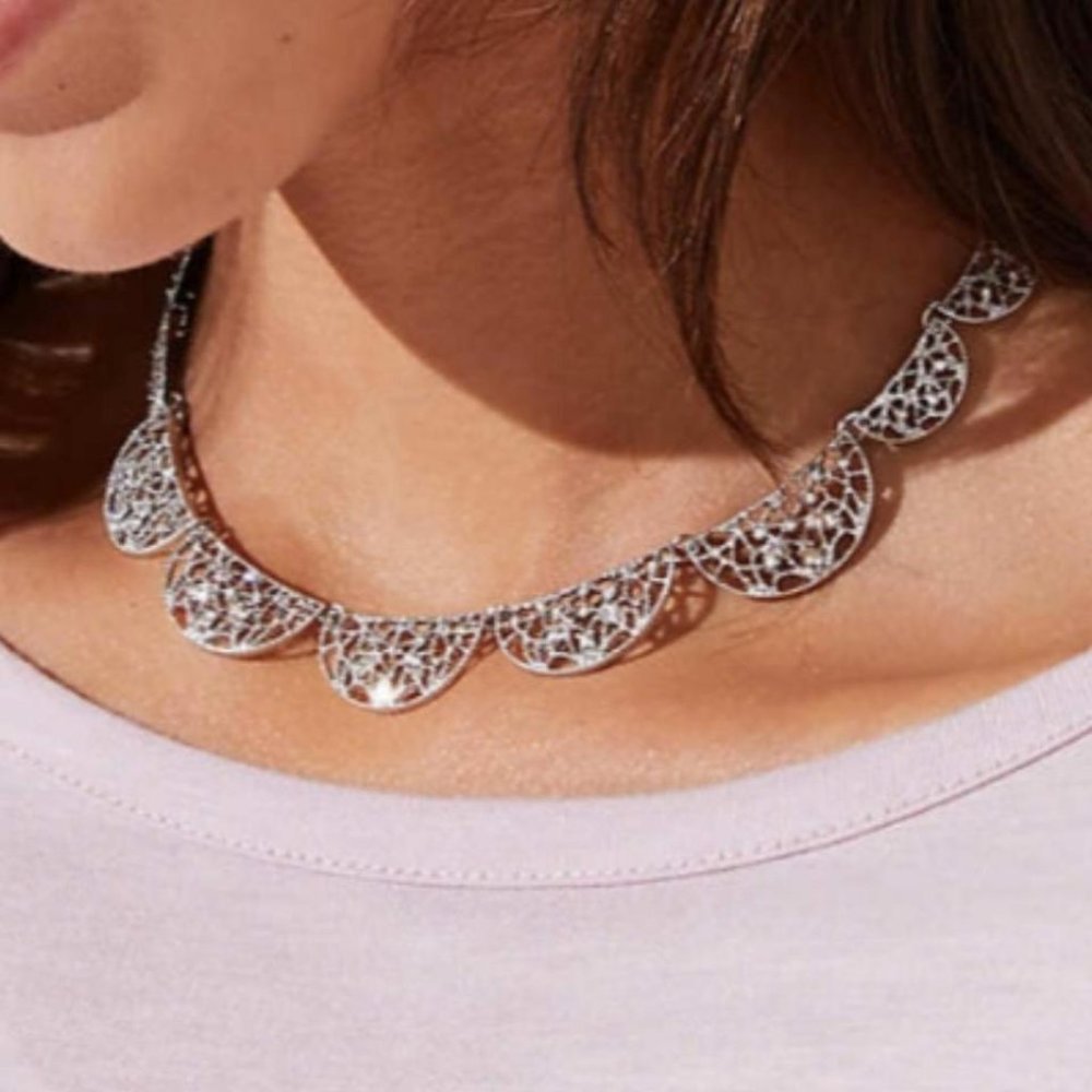 NWOT Silver Statement Soft Collar Necklace